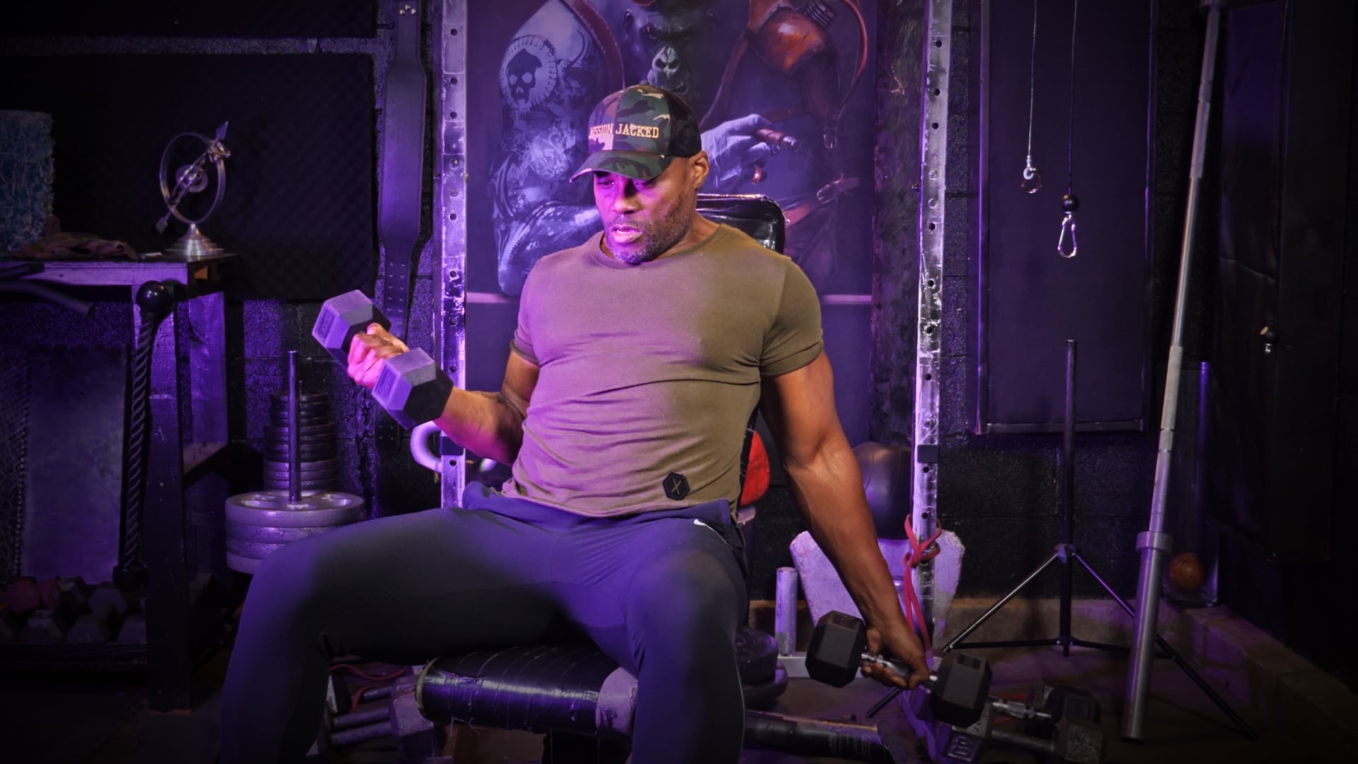 Seated Dumbbell Drag Curl & Hold