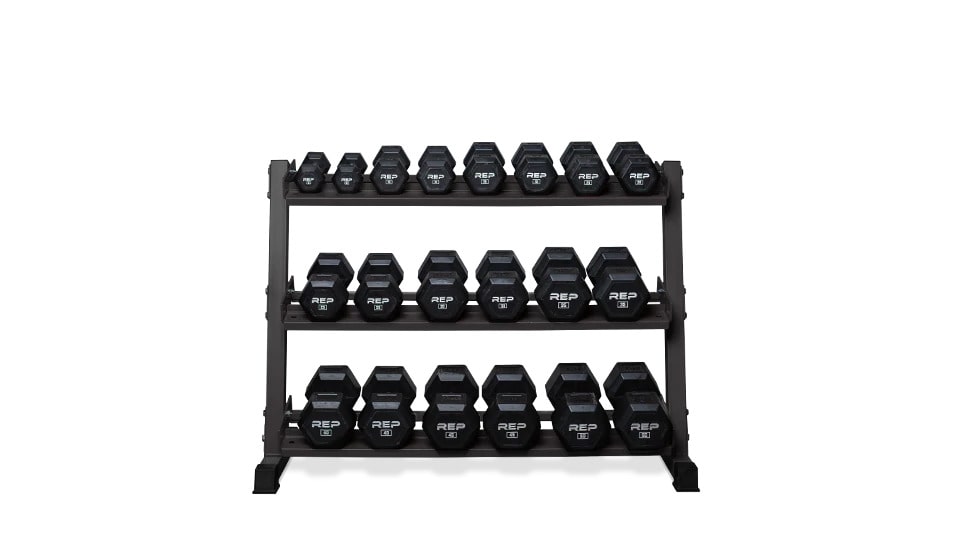 Rubber Coated Hex Dumbbell Set by Rep Fitness