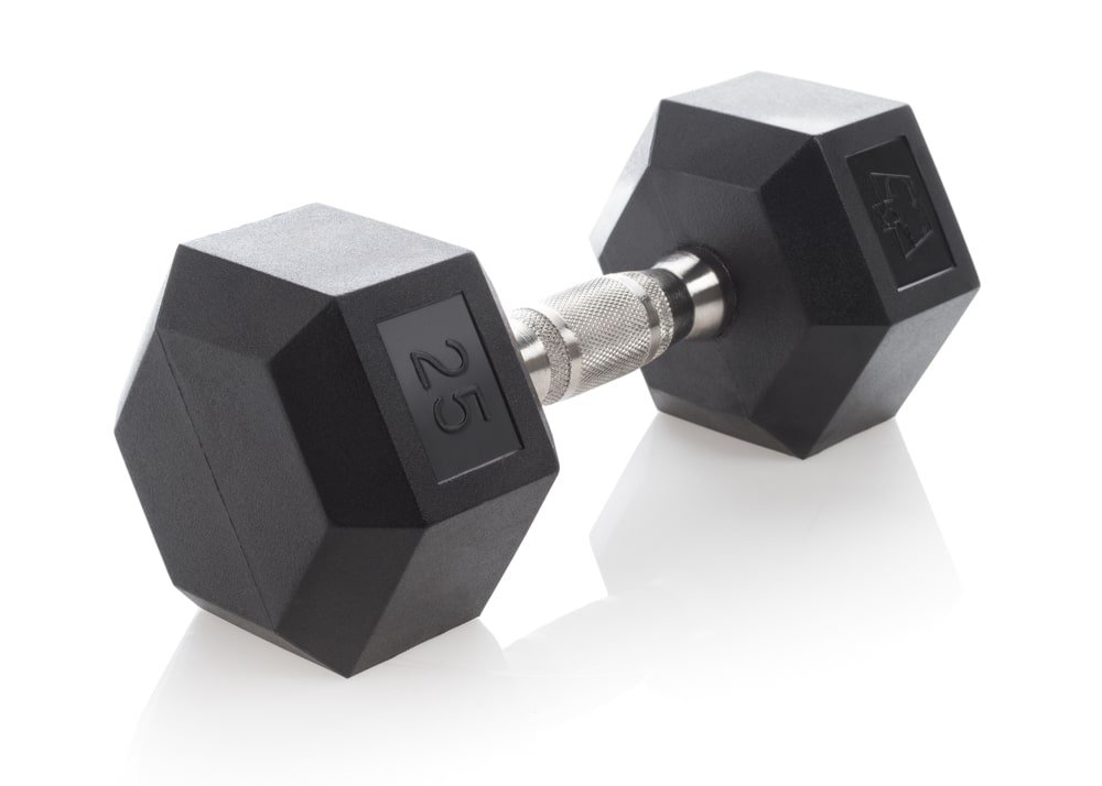 Hex Dumbbells: Urethane Dura-Bell 25 lb Dumbbells by Hampton Fitness